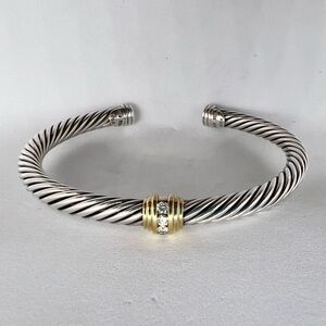 David Yurman 5mm Gold Diamond Station Bracelet